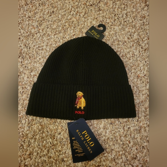Polo ralph lauren beanie Golden Retriever Dog Black NWT